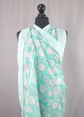 Beach Coverup Sarong Pareo - Teal Floral