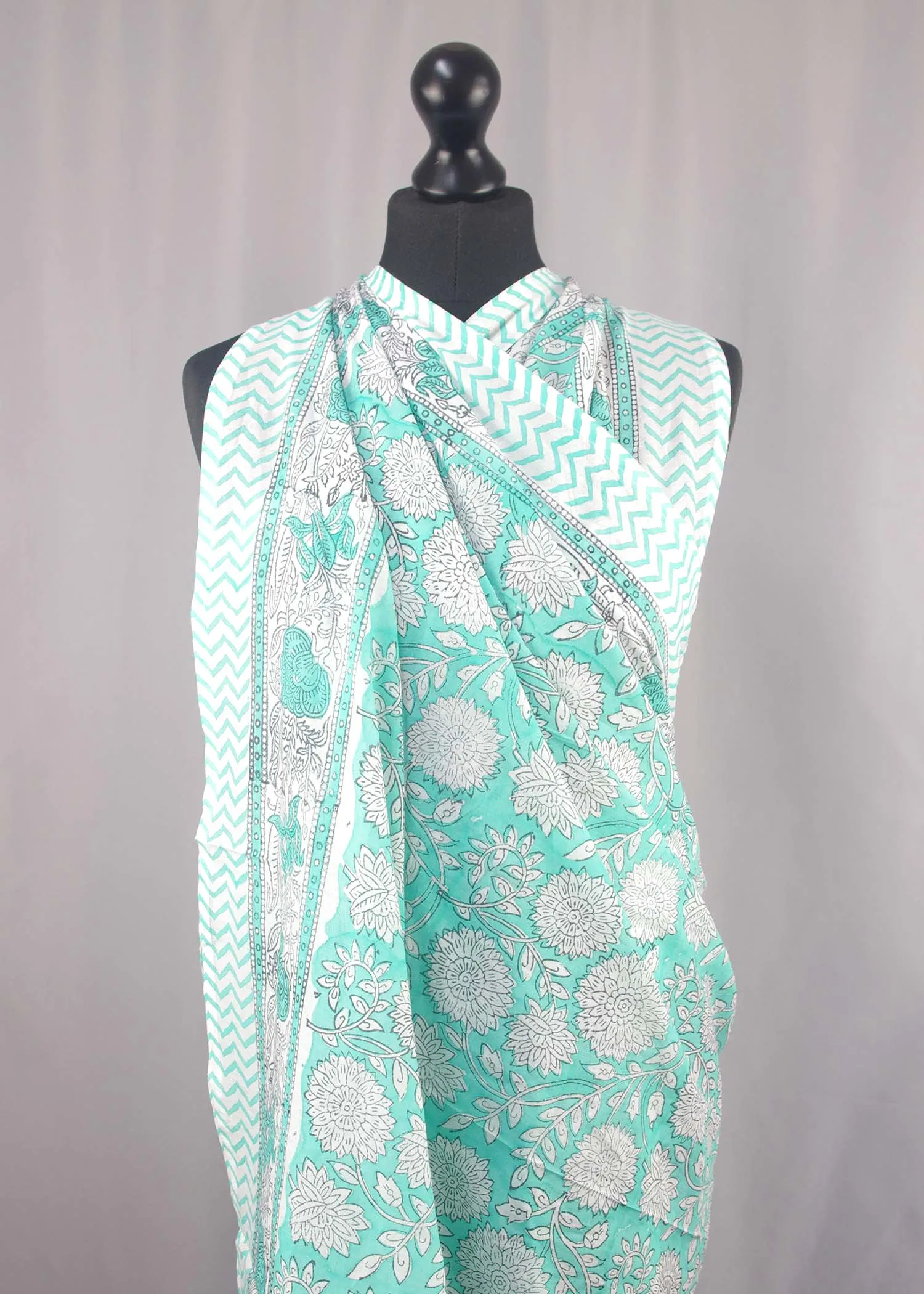 Beach Coverup Sarong Pareo - Teal Floral
