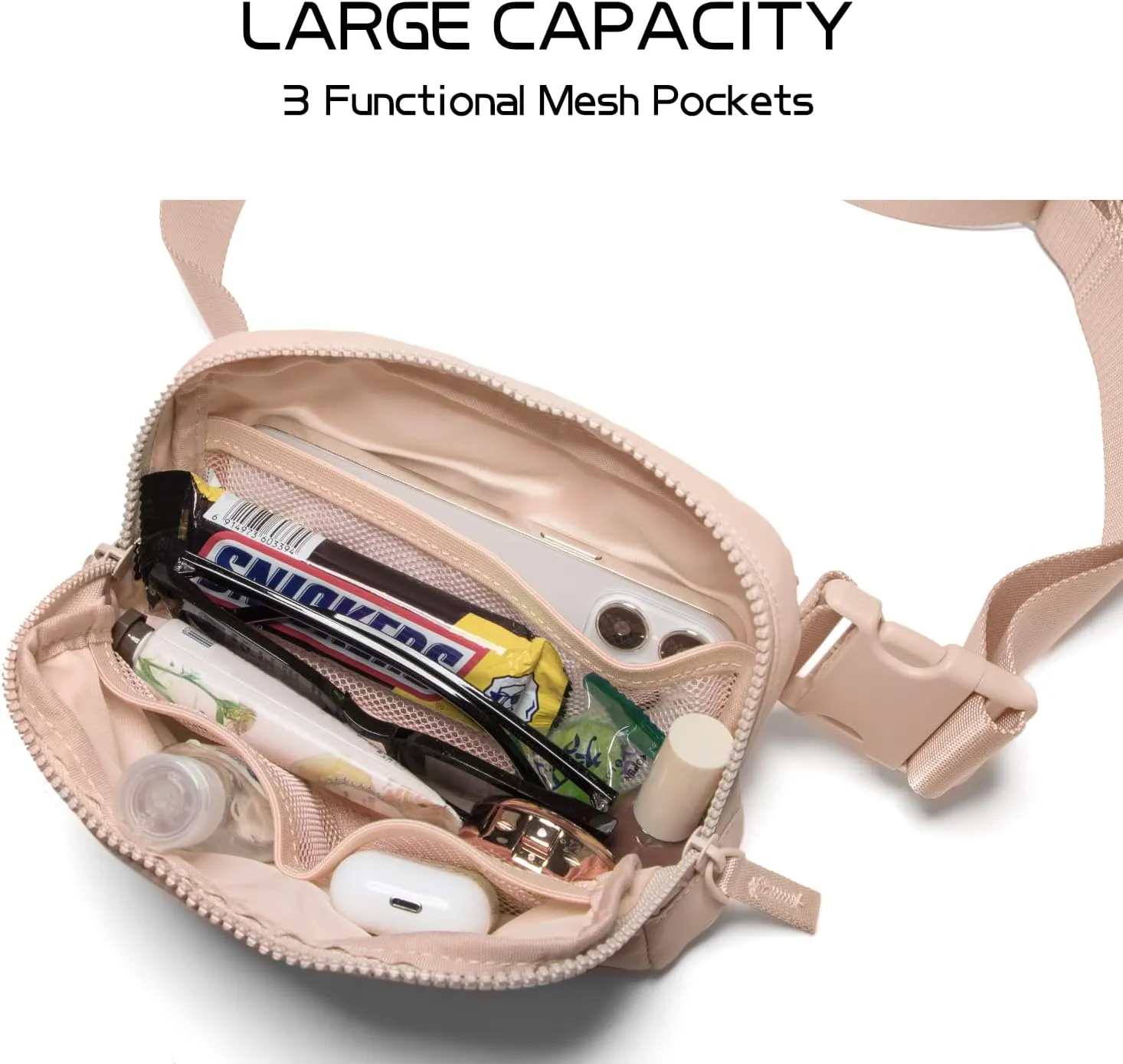Belt Bag for Women Two-Way Zipper Cross Body Fanny Pack Fashion Waist Packs Everywhere Belt Bag with Adjustable Strap Gifts for Teen Girls Women Men (Coral Pink)