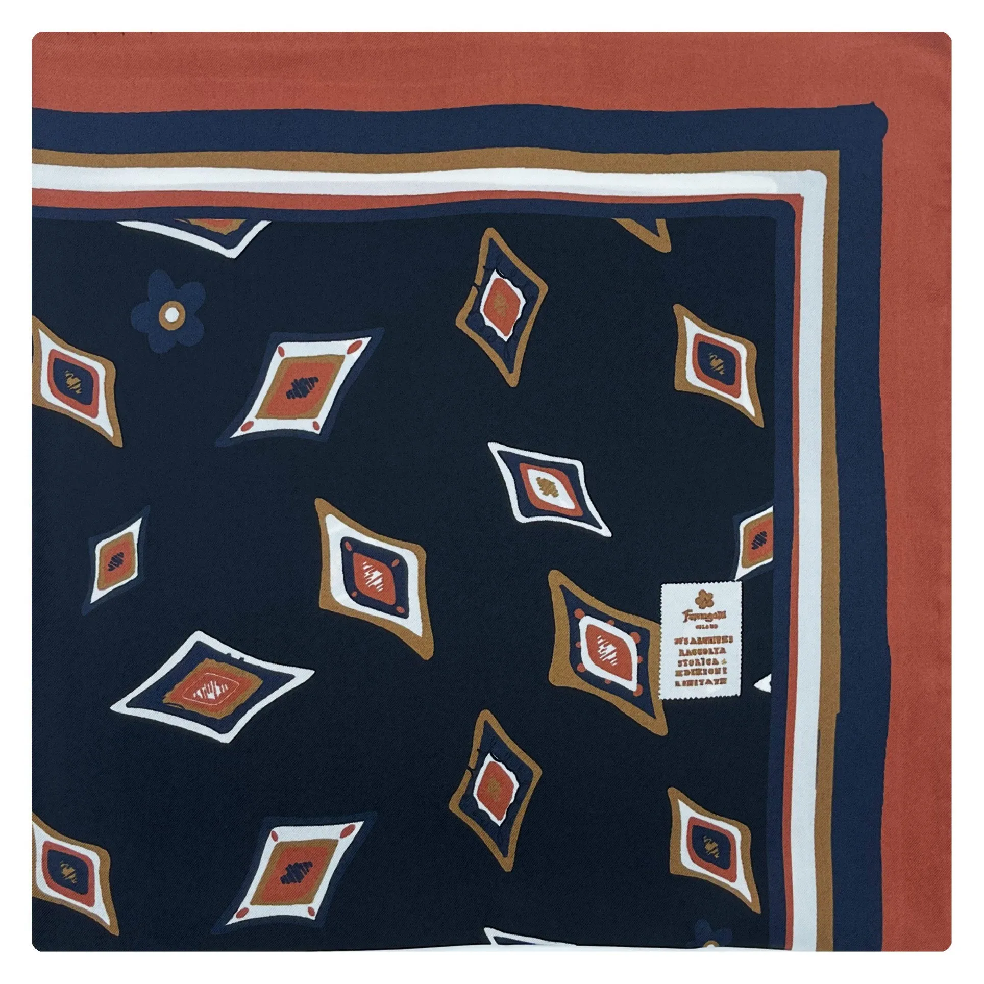 BLACK-LIGHT BROWN NECKERCHIEF WITH GEOMETRICAL DESIGN