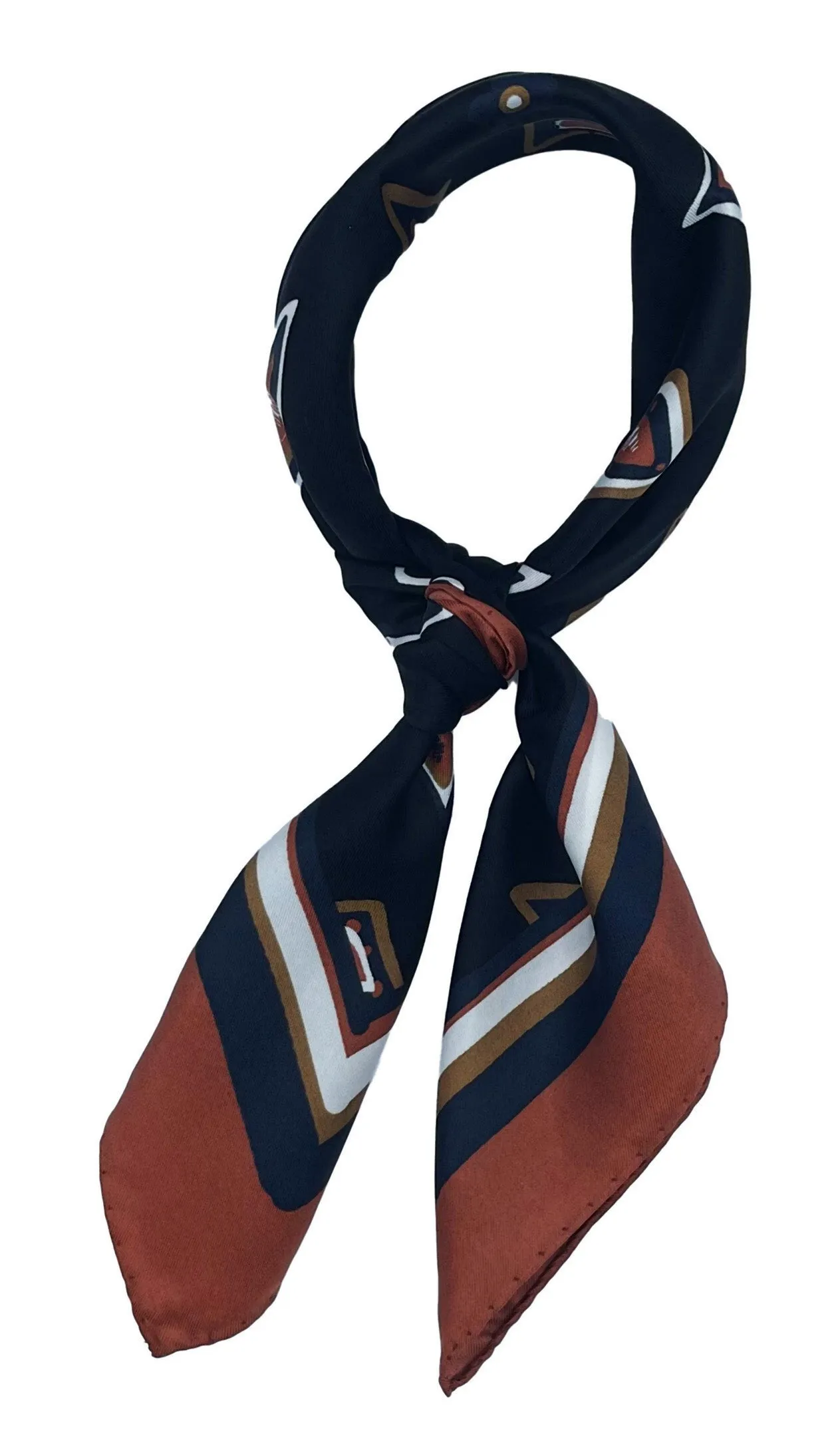 BLACK-LIGHT BROWN NECKERCHIEF WITH GEOMETRICAL DESIGN