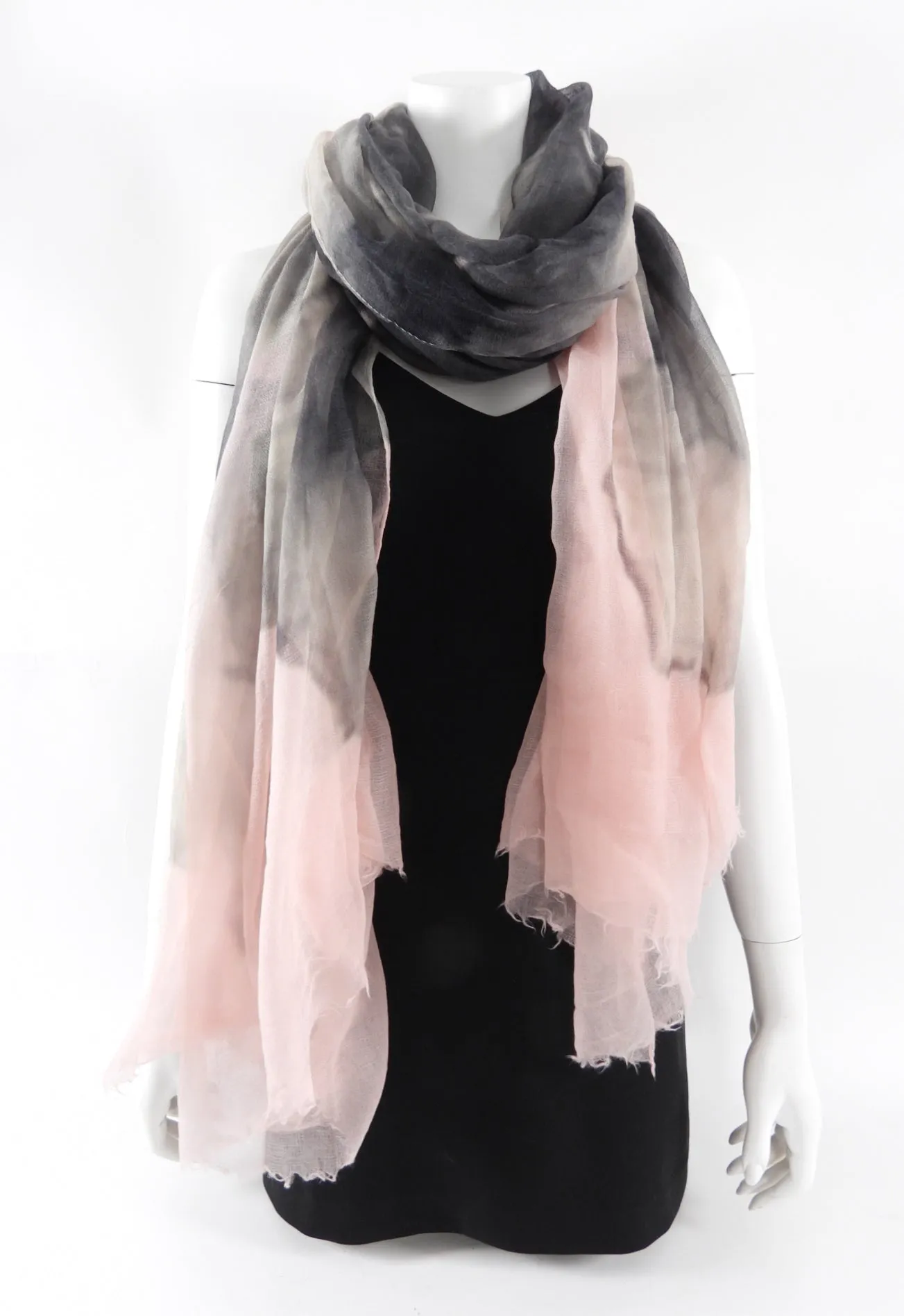 Brunello Cucinelli Pink and Grey Light Cashmere Shawl Scarf