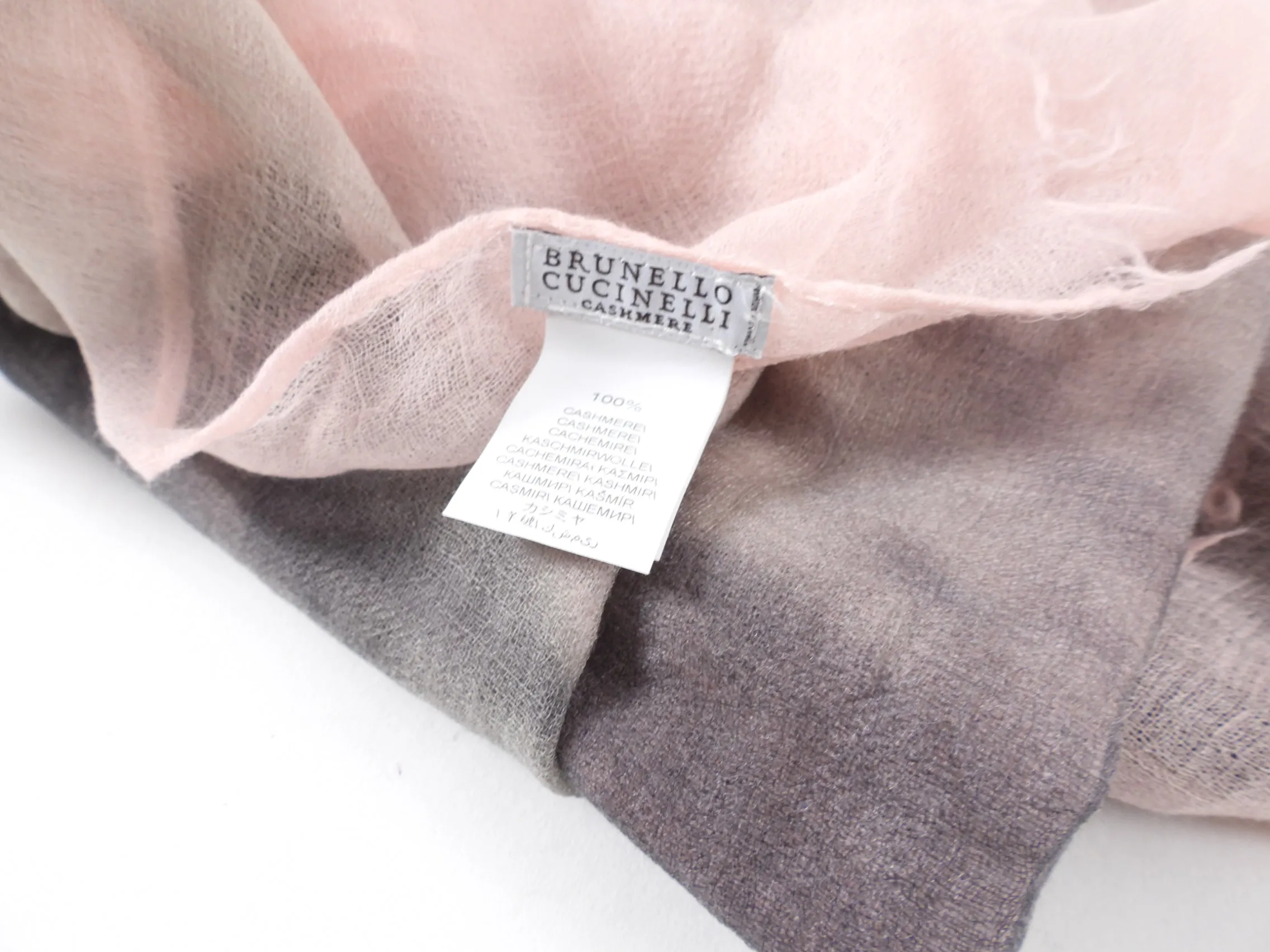 Brunello Cucinelli Pink and Grey Light Cashmere Shawl Scarf