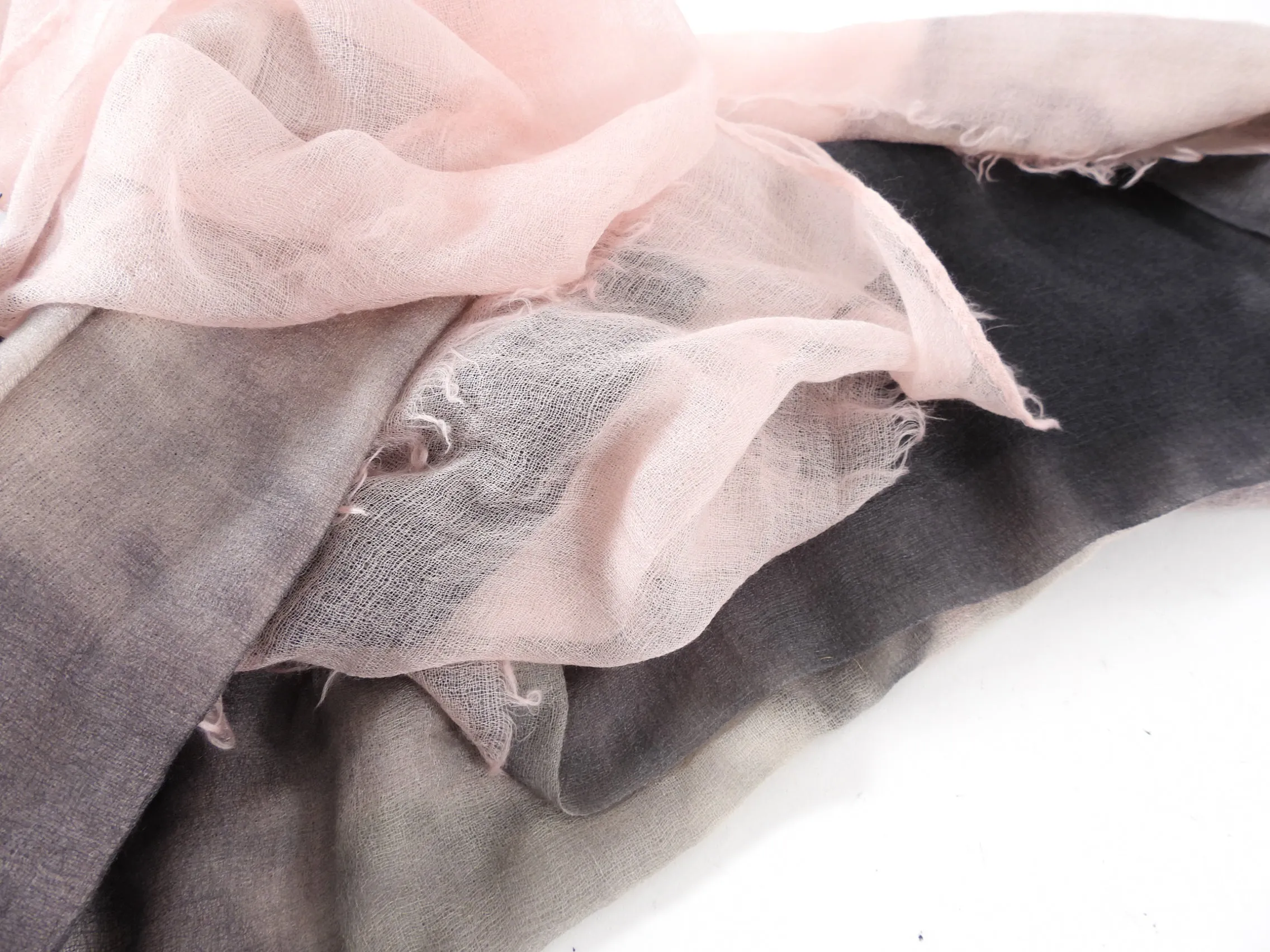 Brunello Cucinelli Pink and Grey Light Cashmere Shawl Scarf