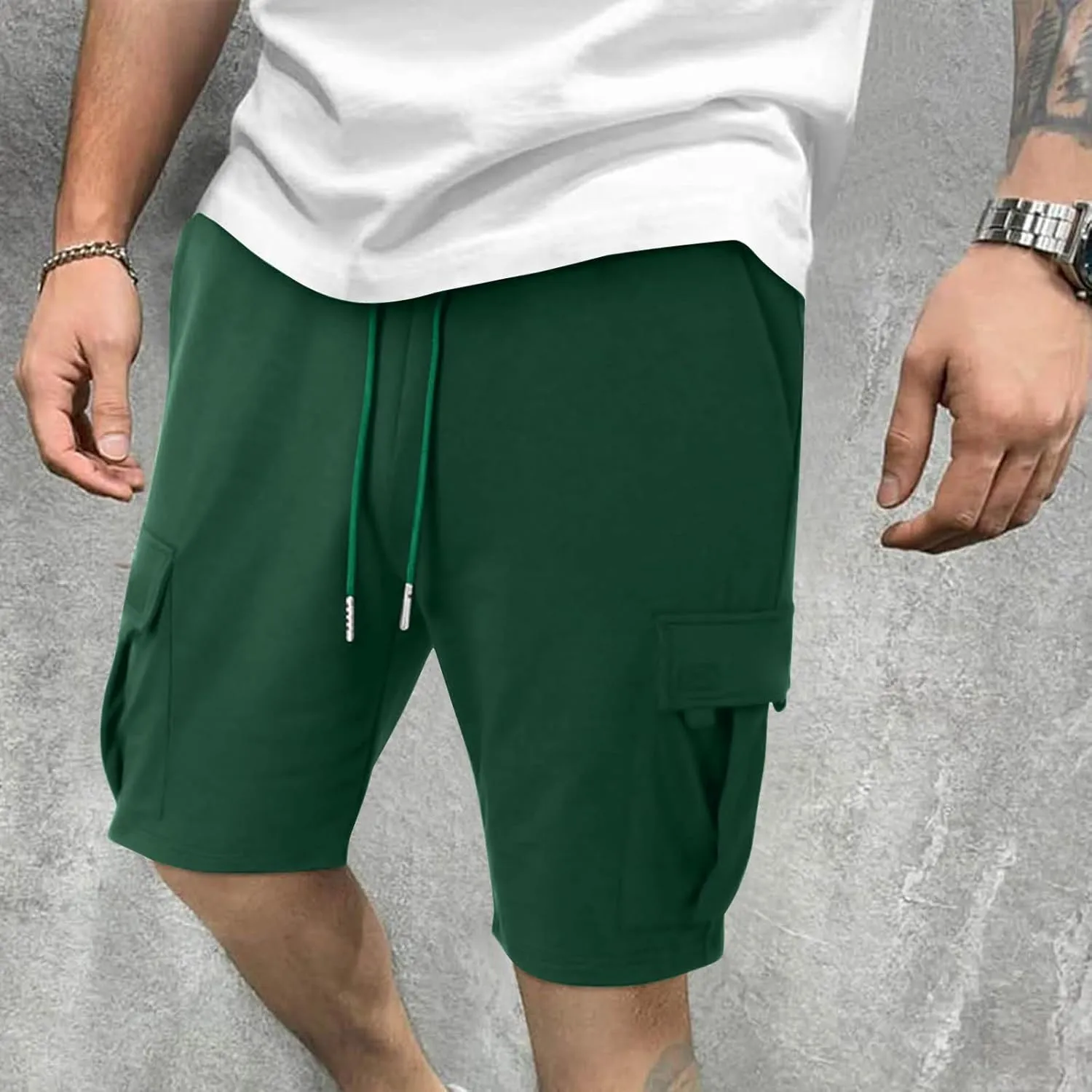 Cargo Shorts for Men Athletic Shorts Stylish Multic-Pockets Shorts Man Basketball Summer Casual Drawstring Shorts Relaxed Fit
