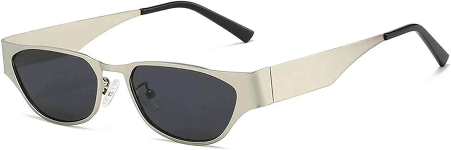 Cat Eye Sunglasses for Women Vintage Retro Narrow Metal Frame Trendy Square Sun Glasses Men Classic Driving Sunglasses