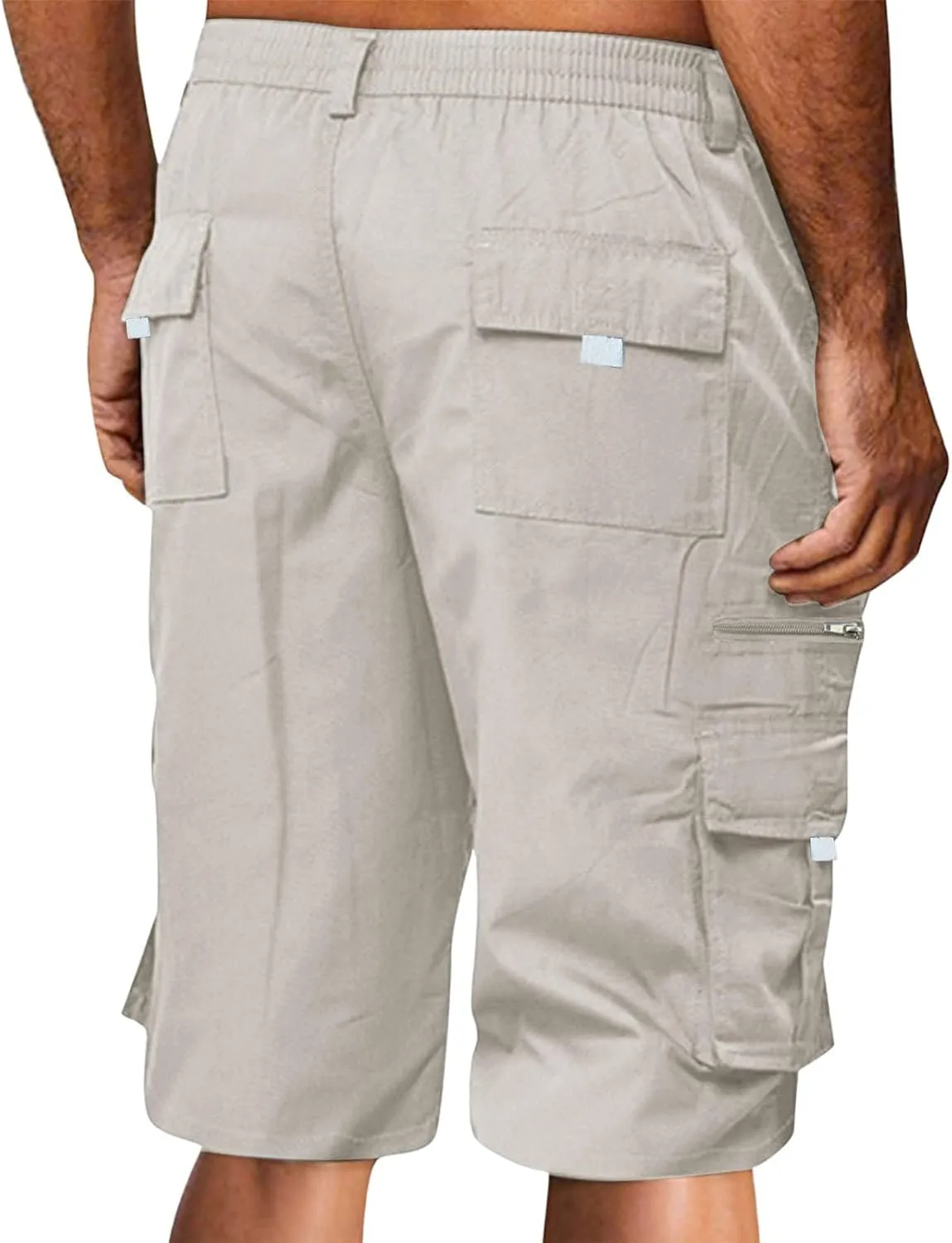 Cathalem Cargo Shorts for Men, Men's Elastic Waist Cargo Shorts Summer Relaxed Fit Outdoor Work Shorts Athletic Shorts