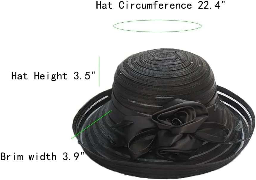 Church Short Brim Hats with Feathers for Women Fashionable Tea Party Organza Bridal Wedding Sun Hat