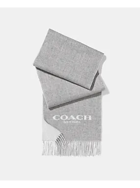 Coach Women's Double Faced Muffler Scarf Light Grey/Chalk F56209