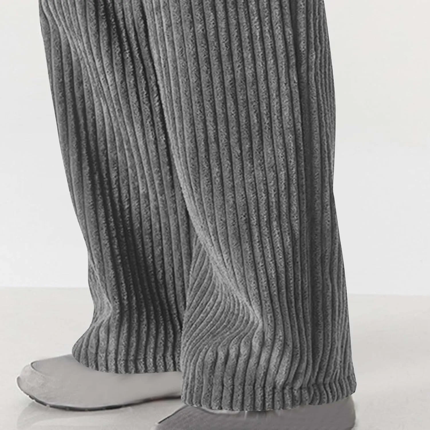 Corduroy Pants for Men Plus Size Loose Elastic Waist Drawstring Wide Leg Trouser Casual Fashion Light Plus Size Pant