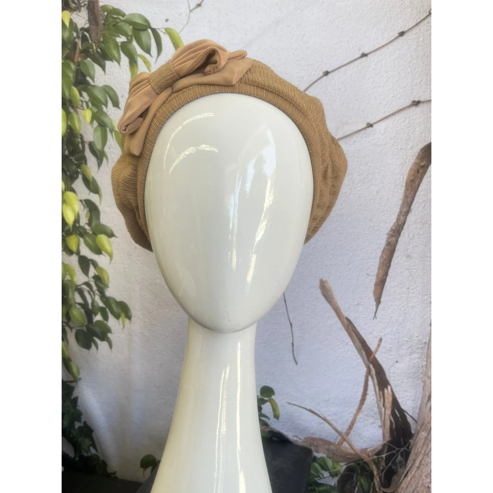 Embellished Hat - Size #1 Camel Bow