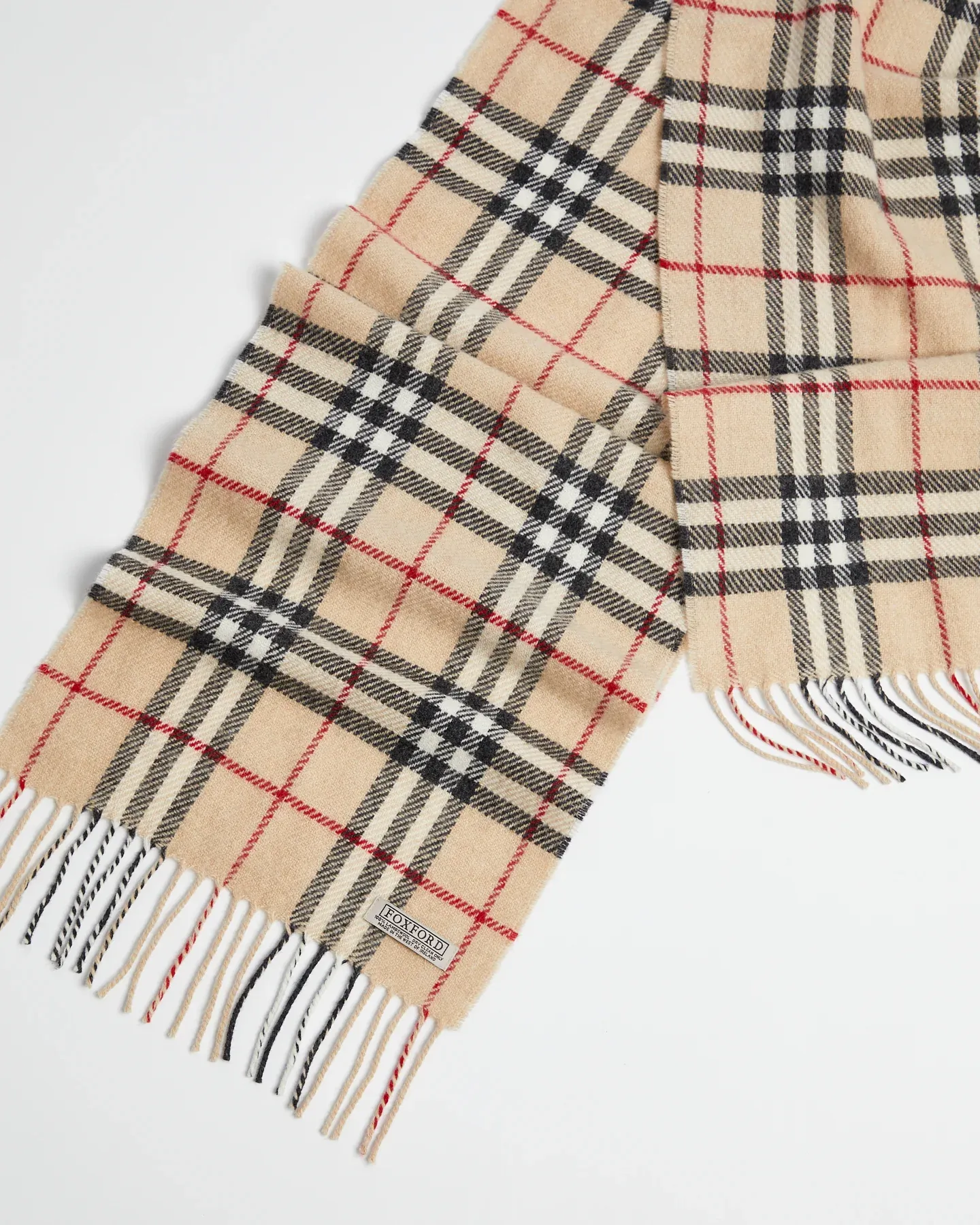 Foxford Fawn Check Lambswool Scarf
