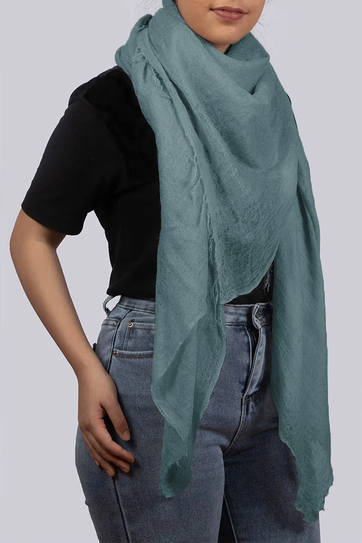 Handwoven Cashmere Scarf Shawl in Light Teal Green