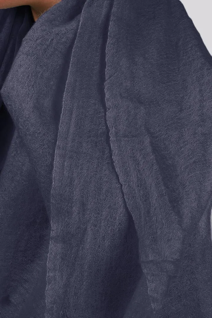 Handwoven Pure Cashmere Scarf Shawl in Greyish Blue