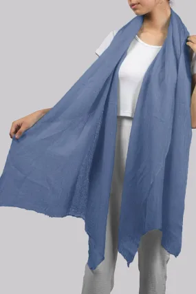 Handwoven Sky Blue Cashmere Scarf Shawl Wrap
