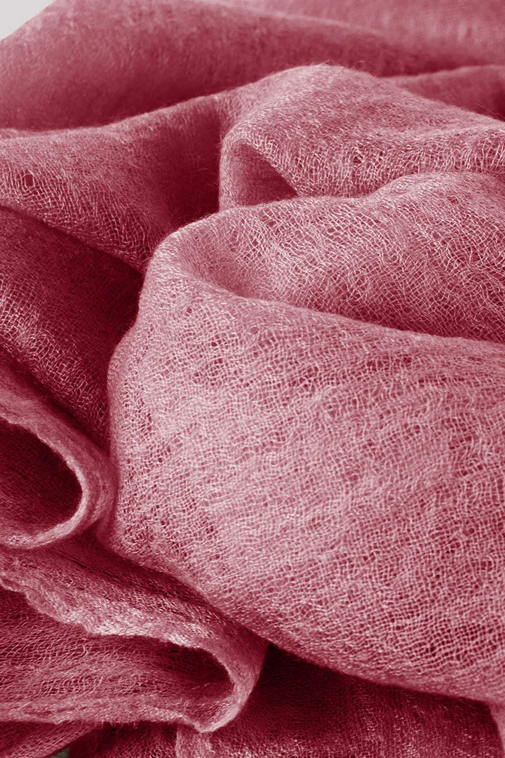 Handwoven Sriracha Red Cashmere Scarf Shawl Wrap