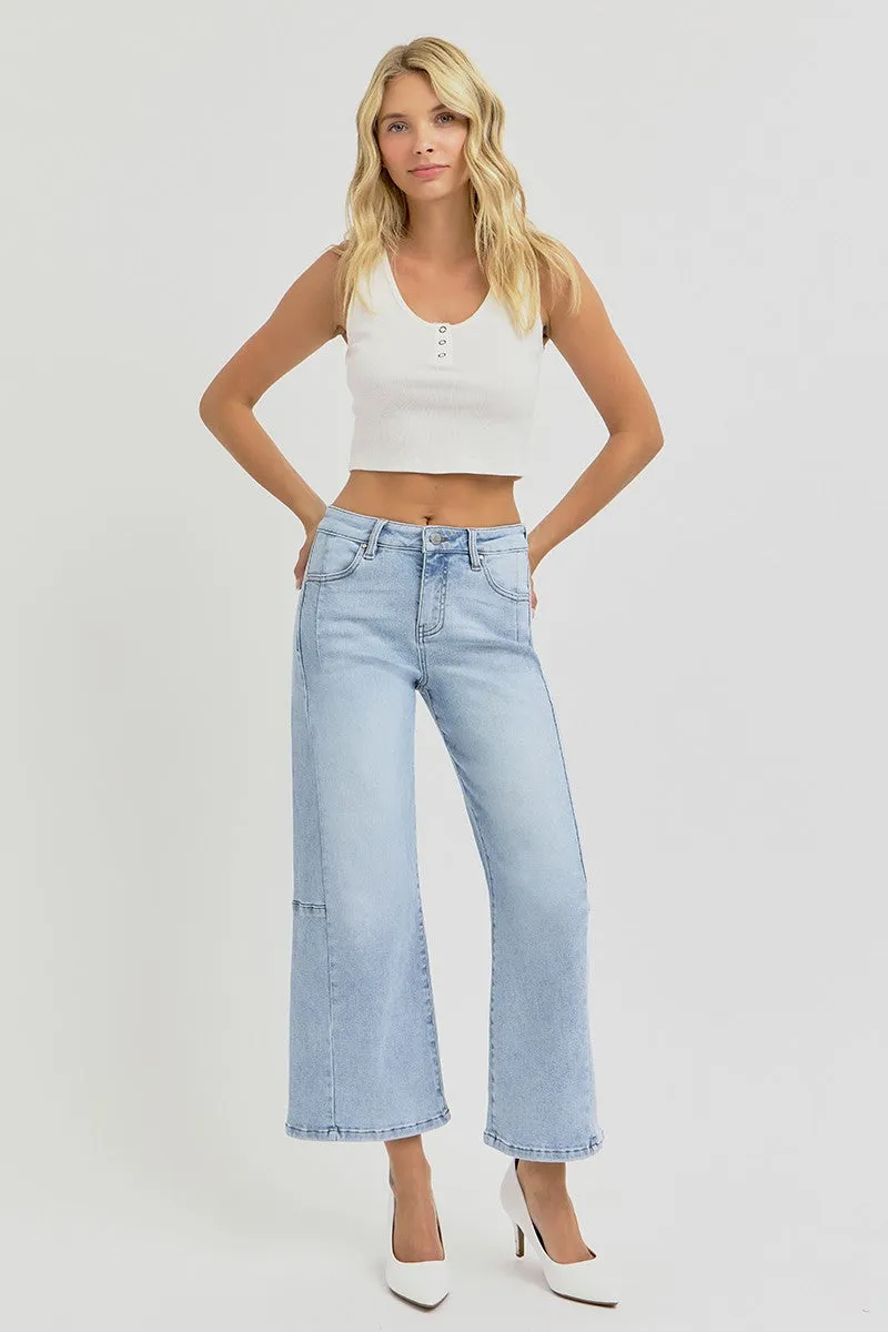 High Rise Cropped Wide Leg Denim