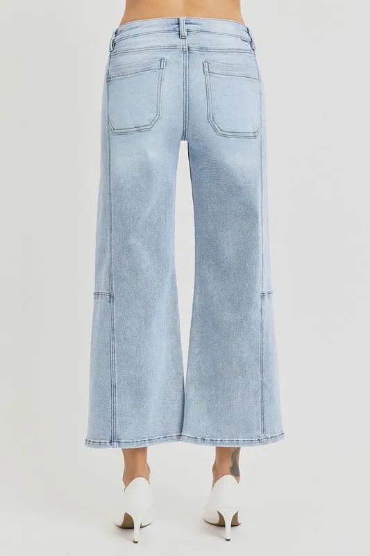 High Rise Cropped Wide Leg Denim
