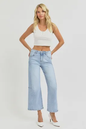 High Rise Cropped Wide Leg Denim