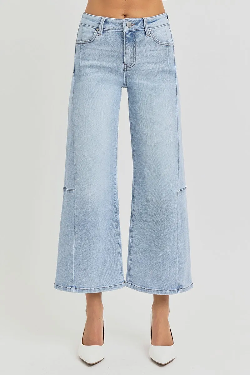 High Rise Cropped Wide Leg Denim