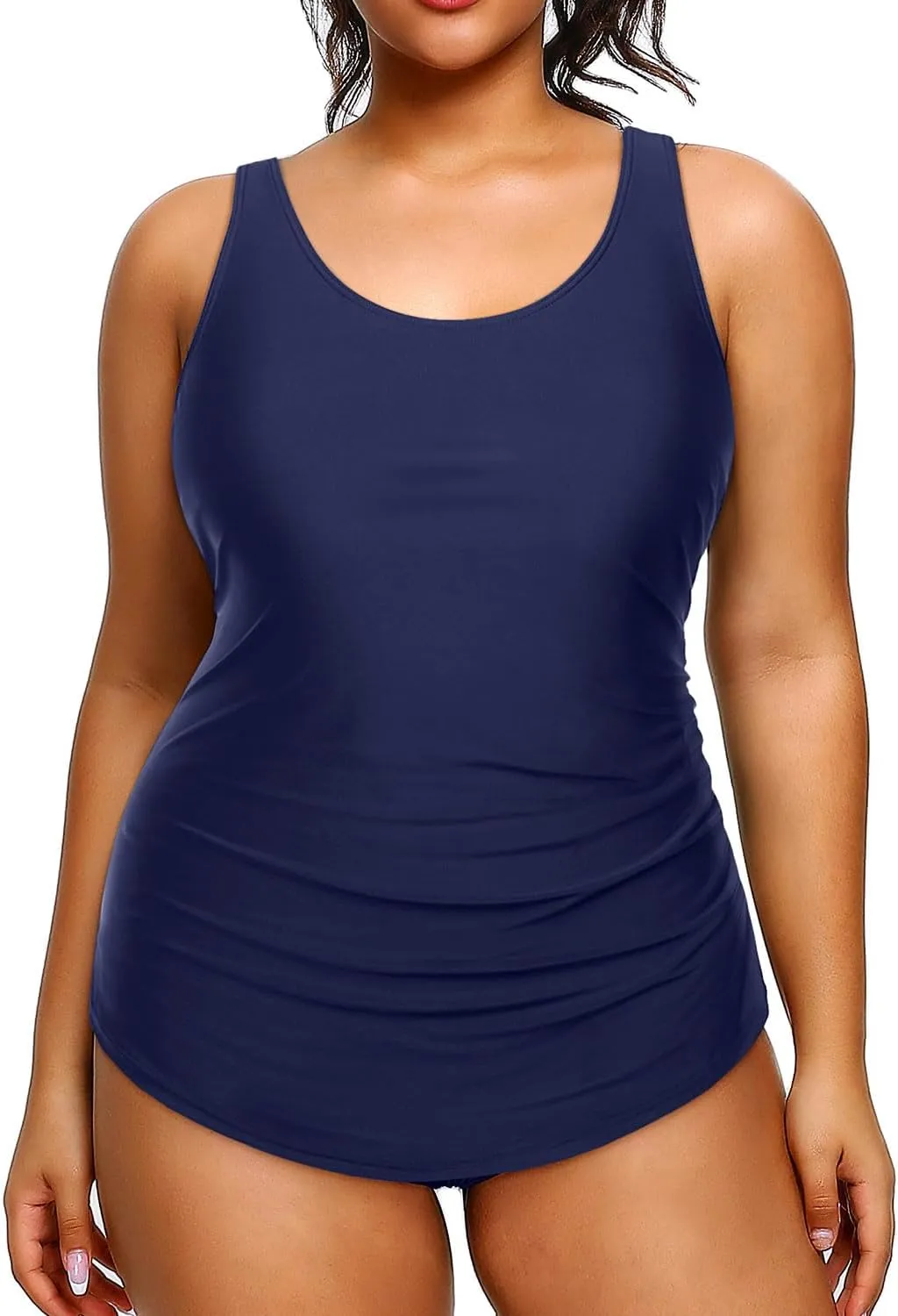 Holipick Plus Size Sarong One Piece Swimsuit for Women Tummy Control Bathing Suit Ruched Backless Swimwear