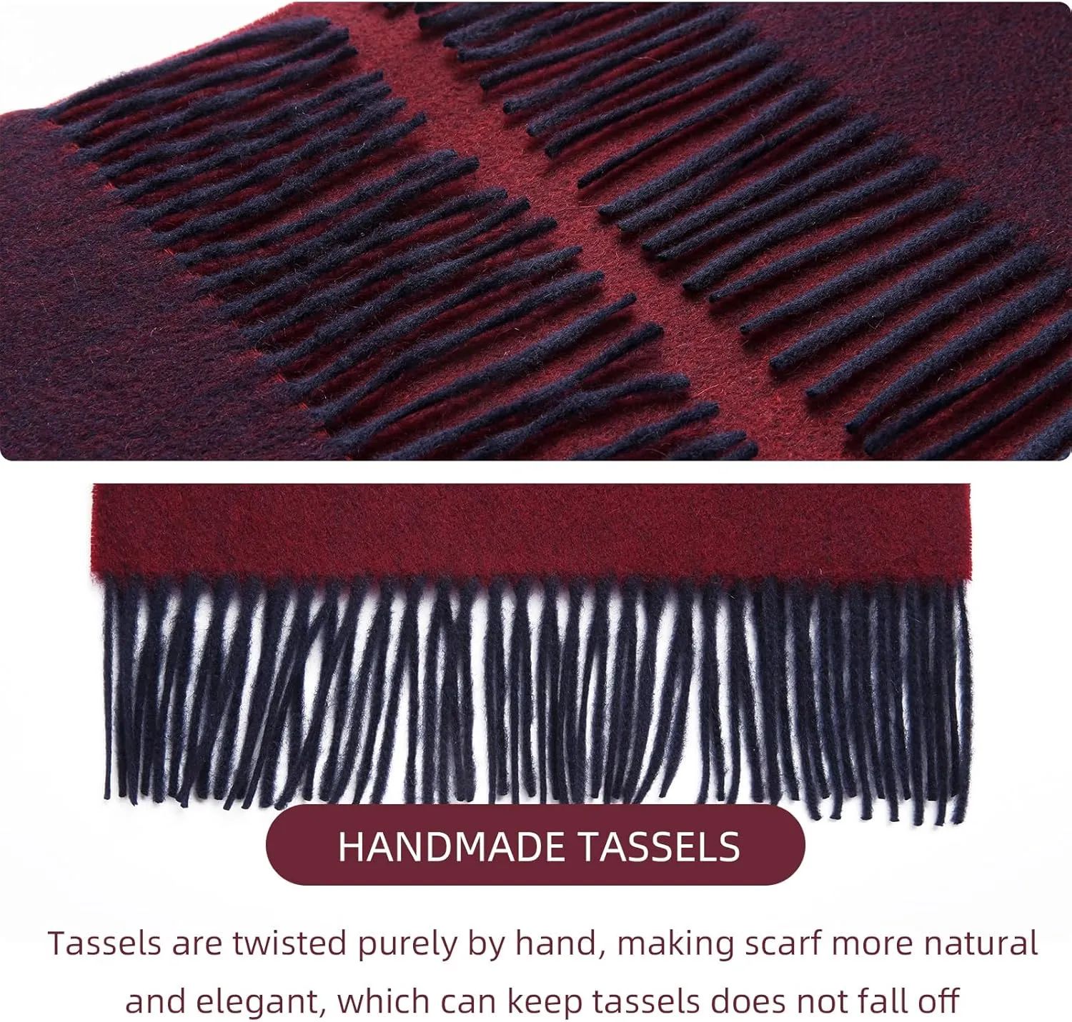 HOTDAY Cashmere Scarf - Winter Warmer With Double-sided Solid Color, Water Wave Pattern
