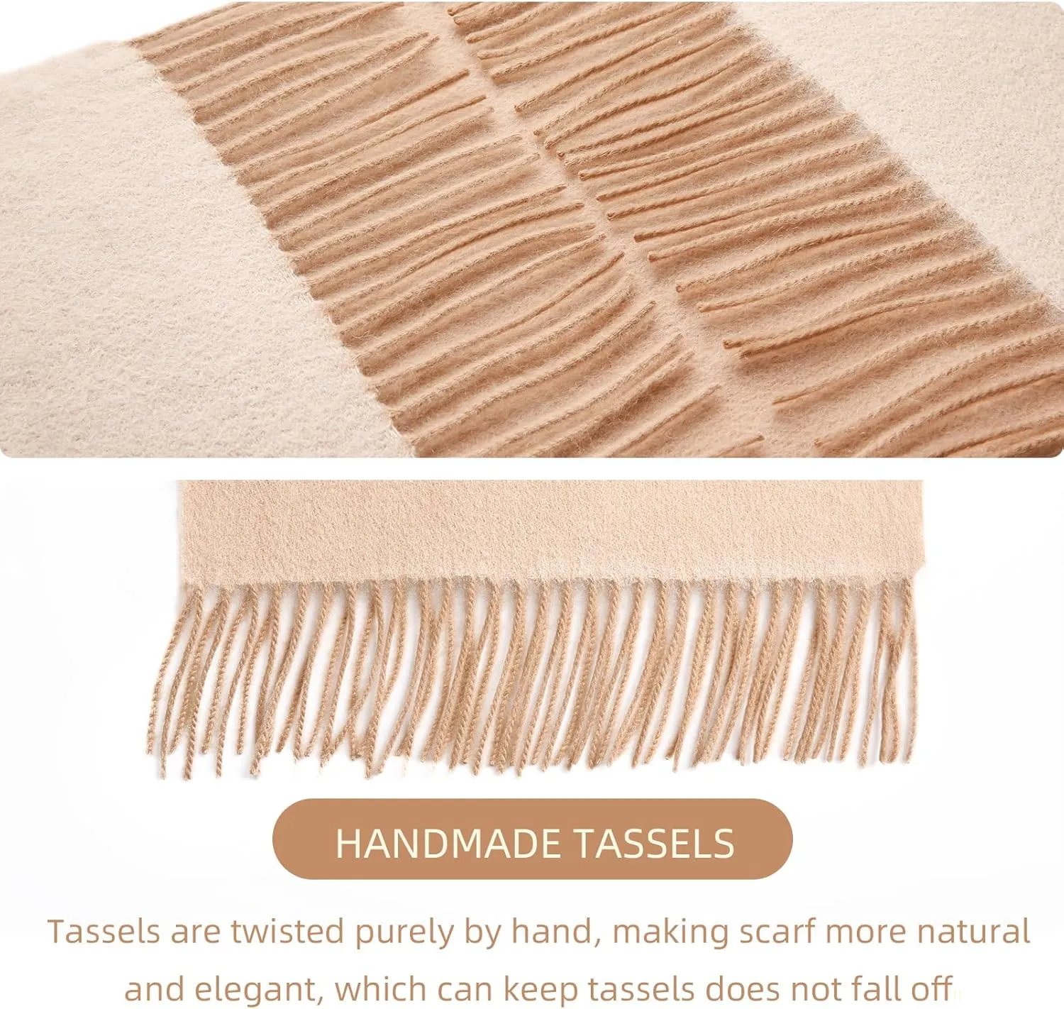 HOTDAY Cashmere Scarf - Winter Warmer With Double-sided Solid Color, Water Wave Pattern