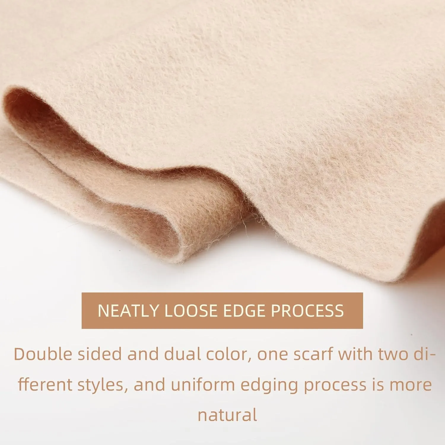 HOTDAY Cashmere Scarf - Winter Warmer With Double-sided Solid Color, Water Wave Pattern