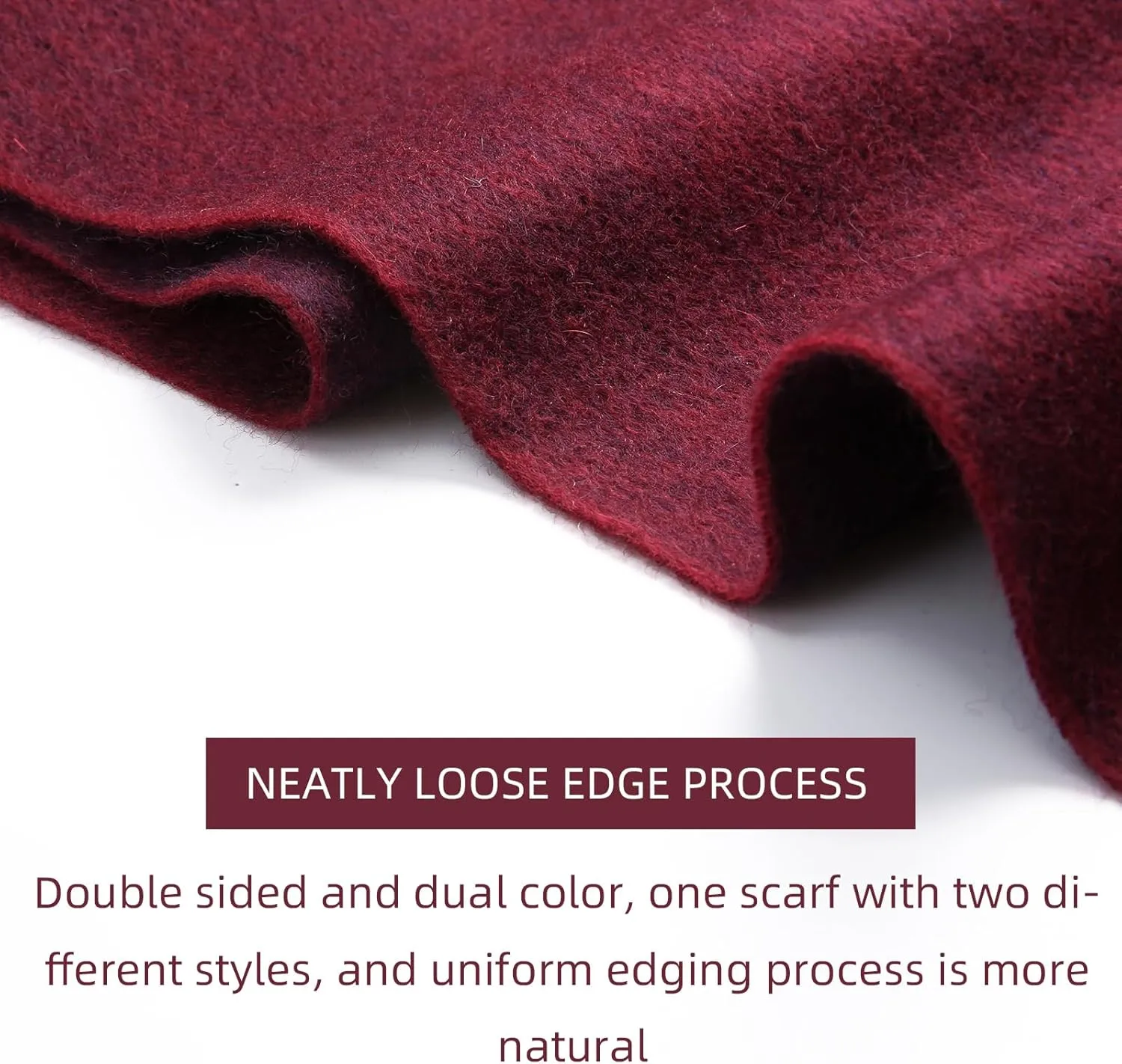 HOTDAY Cashmere Scarf - Winter Warmer With Double-sided Solid Color, Water Wave Pattern