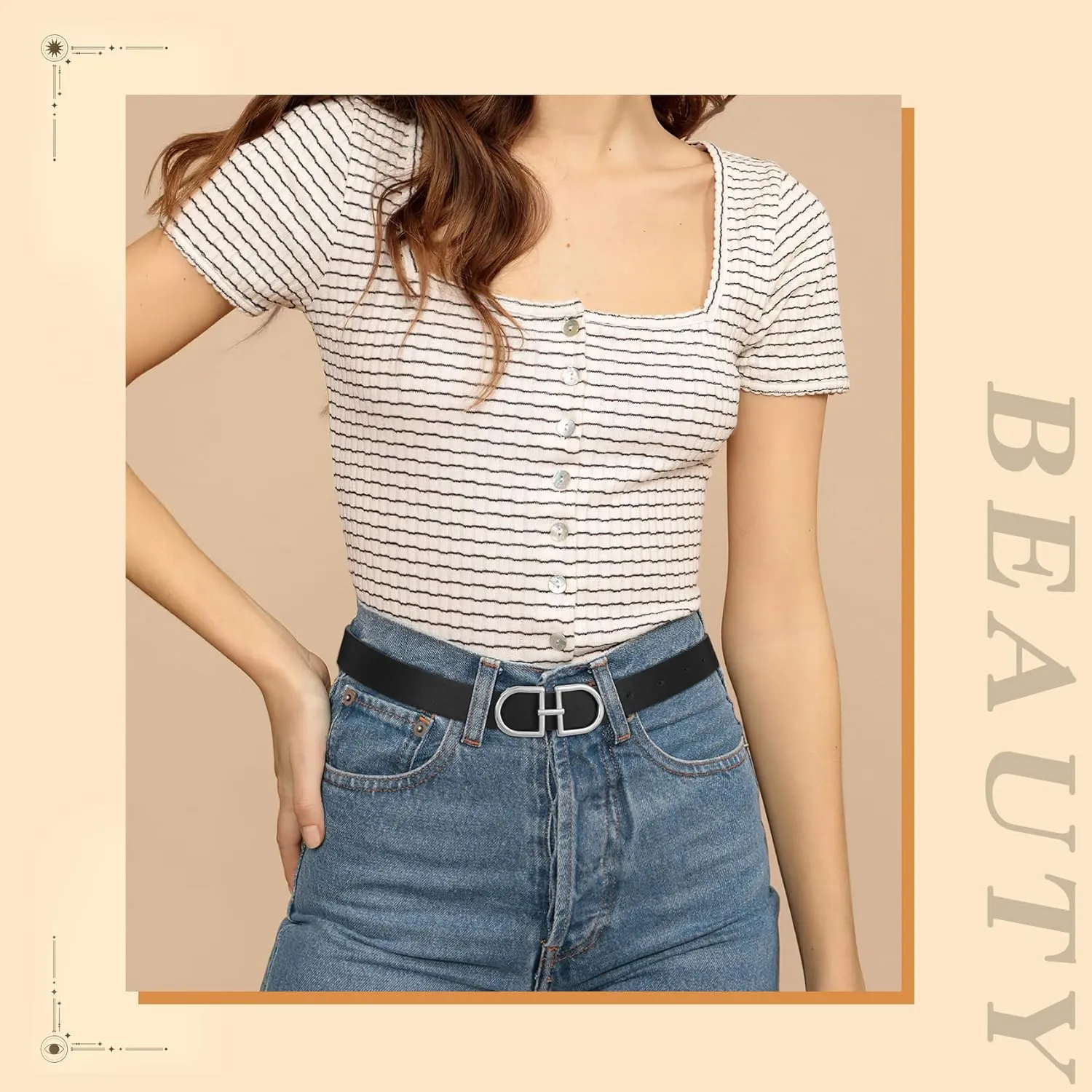 IAKING Reversible Leather Belt for Women With Gold Buckle Ladies Two-in-One Leather Womens Belt for Jeans Pants Dresses