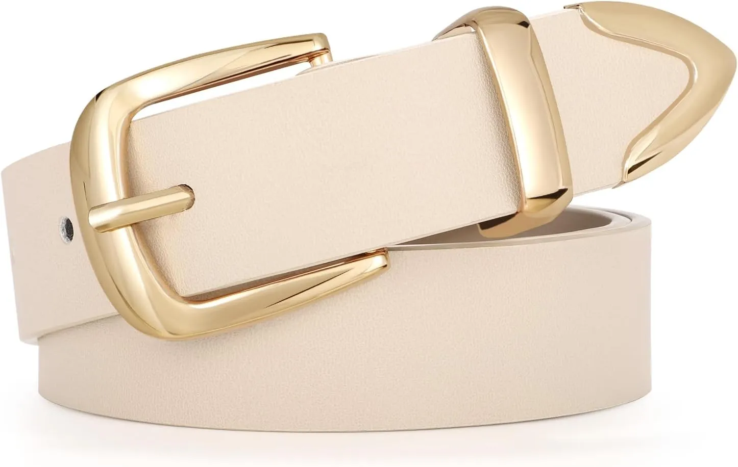 JASGOOD Women's Fashion Leather Belt Ladies Gold Buckle Leather Belt for Jeans Pants Dresses