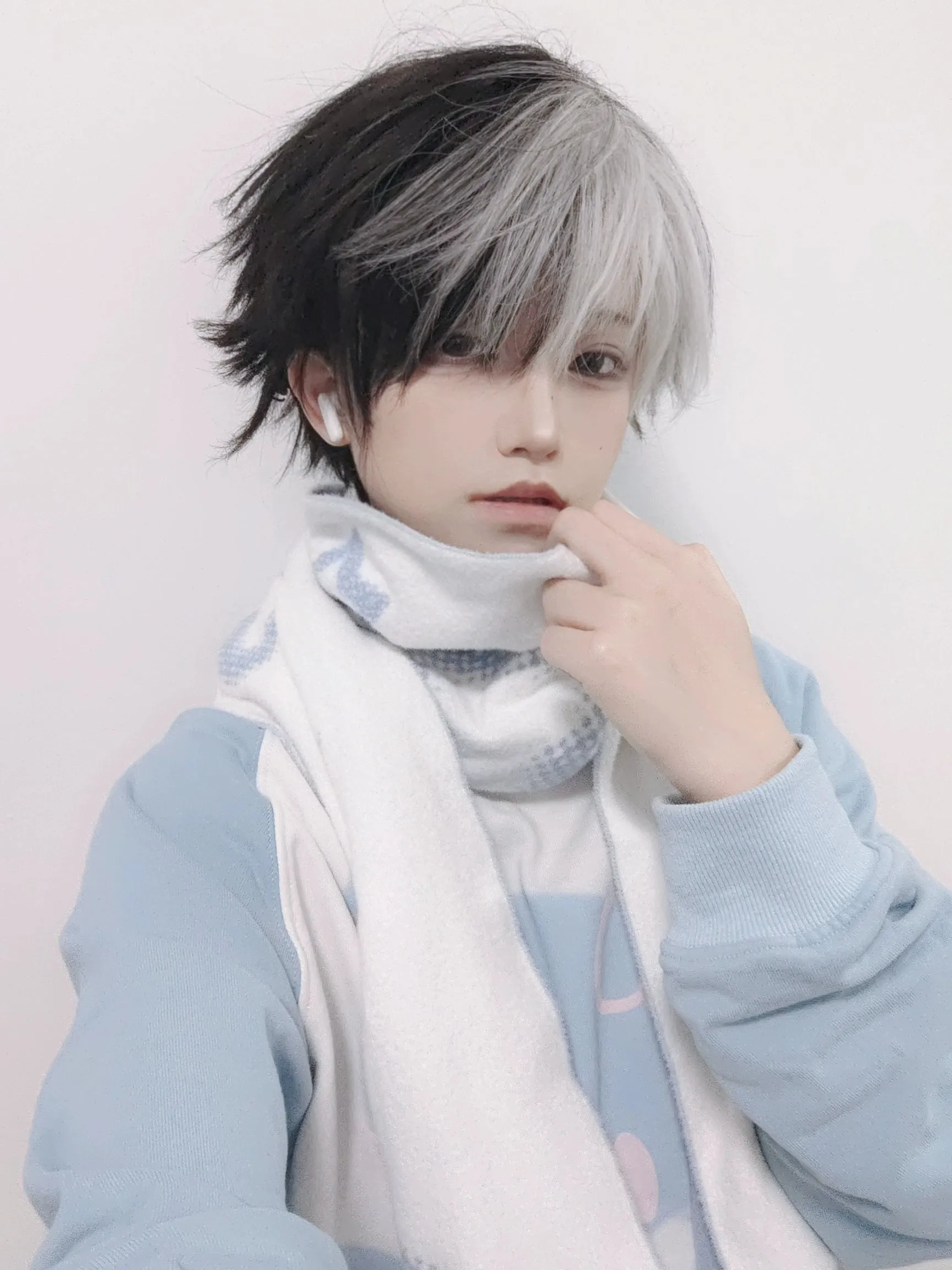 Jirai Kei Bicolor Scarf Printed Knitted Long Scarf