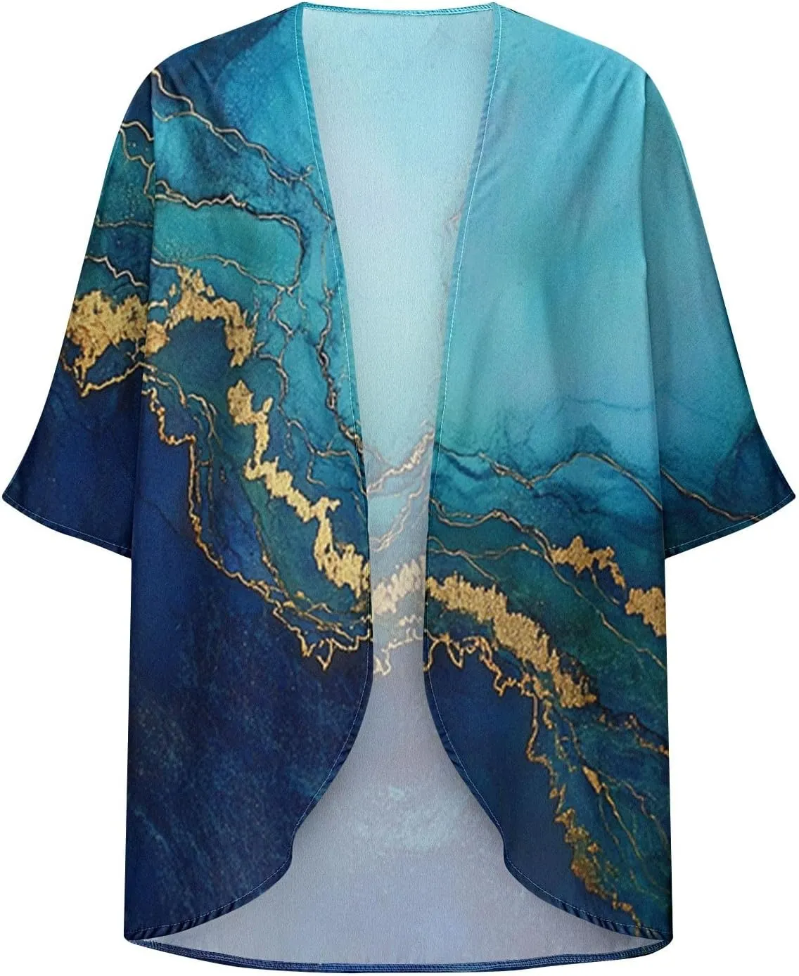 Kimono Swimsuit Coverup 2025 Womens Casual 3/4 Bat Sleeve Loose Beach Cover Up Sheer Chiffon Cardigans for Swimwear