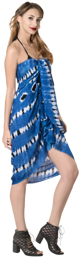 LA LEELA Bikini slit Cover Up Sarong Bikini Cover up Tie Dye 78"X43" Royal Blue_4512