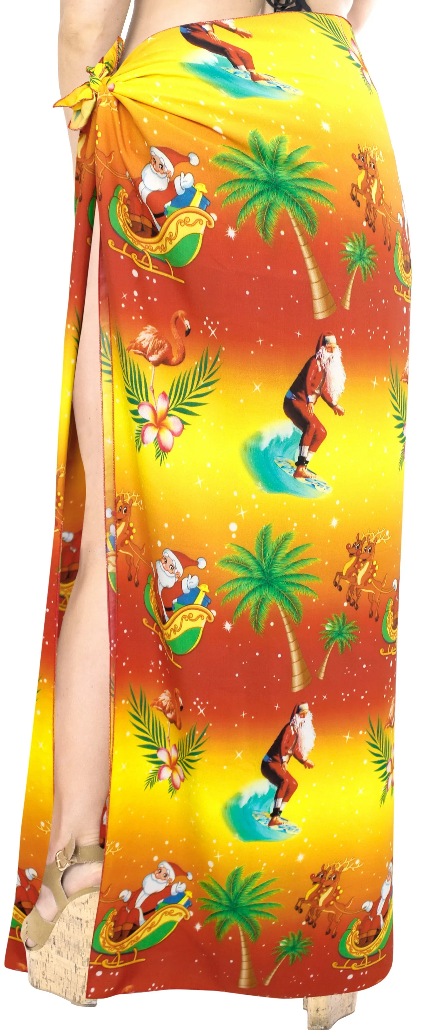 LA LEELA Christmas santa Swimwear Resort Pareo Boys 78"X39" Orange_X868