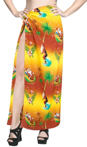 LA LEELA Christmas santa Swimwear Resort Pareo Boys 78"X39" Orange_X868