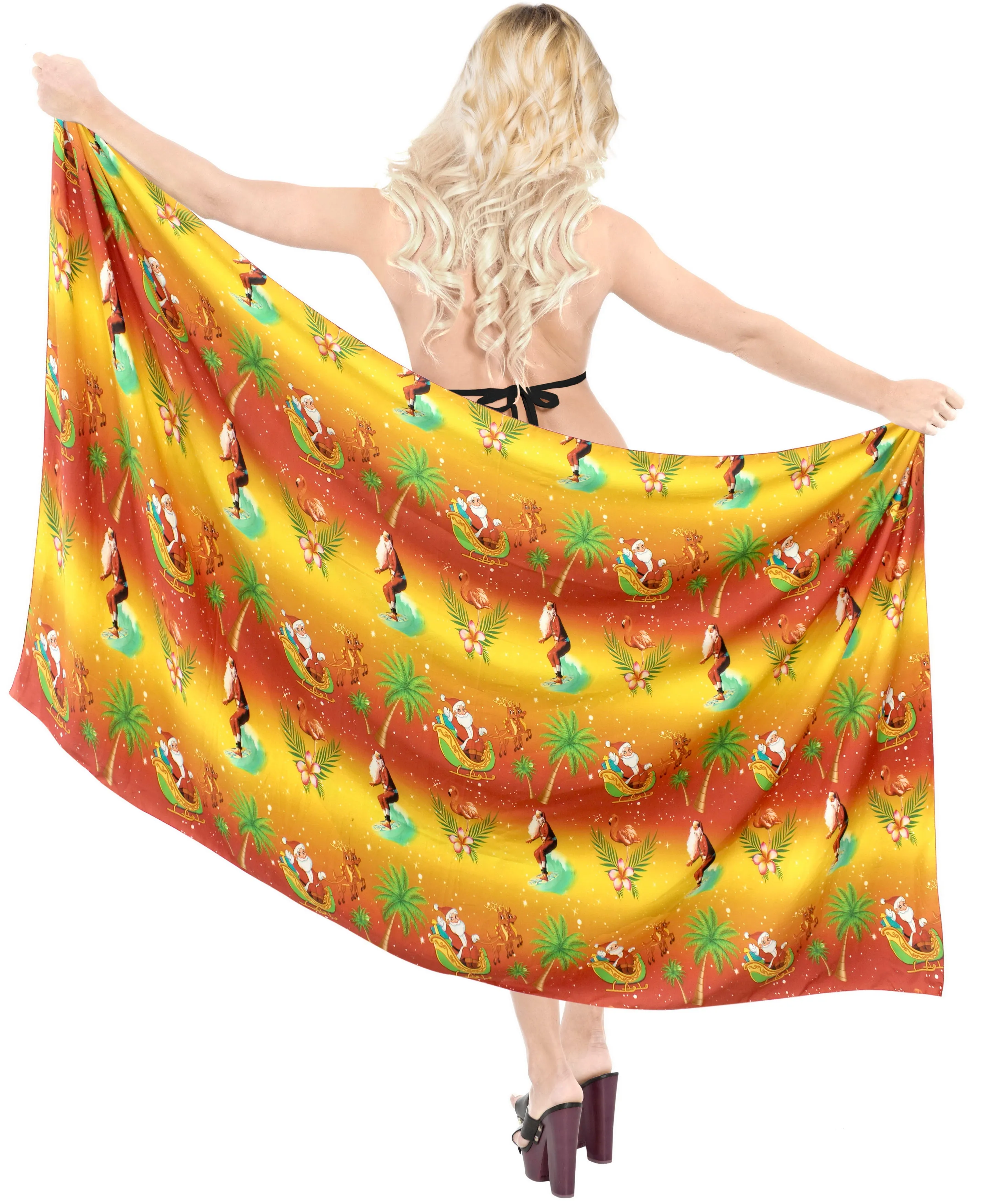 LA LEELA Christmas santa Swimwear Resort Pareo Boys 78"X39" Orange_X868