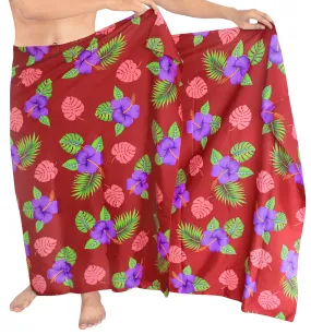 LA LEELA Men Boho Sarong Cover Up Beach Wrap Towel One Size Maroon_L158