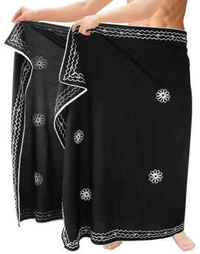 LA LEELA Men Sarong Rayon Solid Aloha Swimwear Party Wrap Surf Mens 72"X42" Black_6664