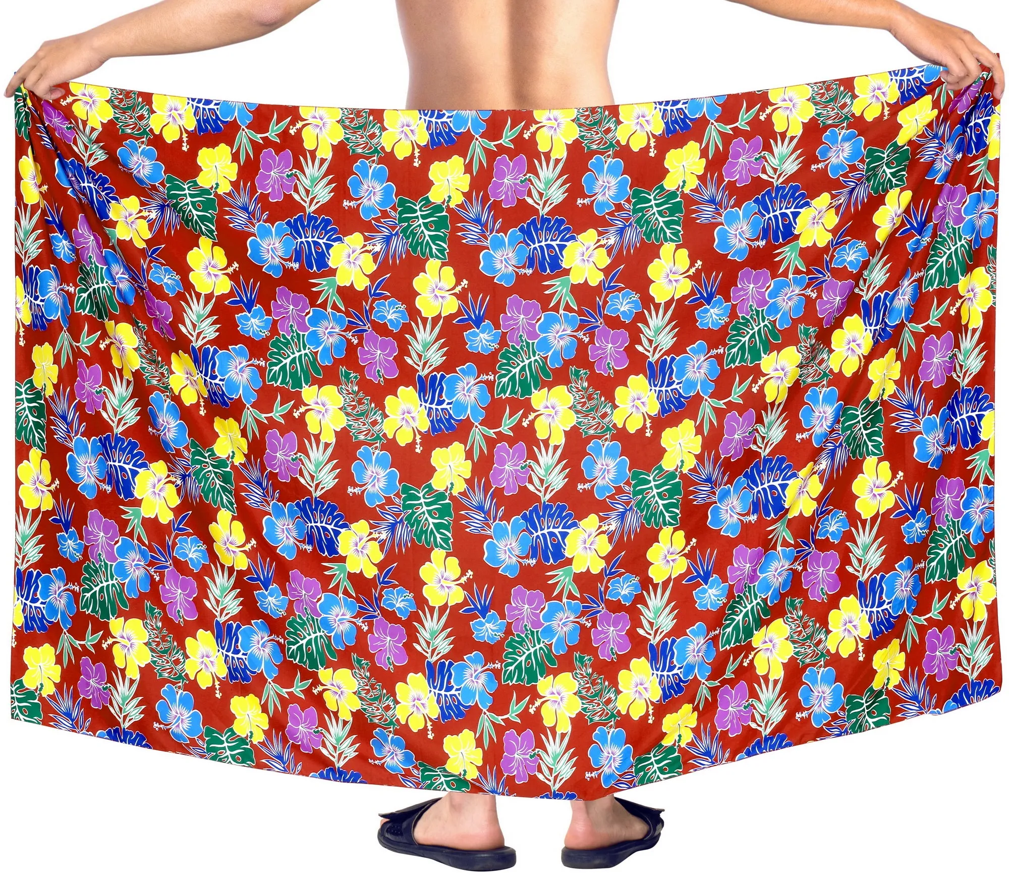 LA LEELA Men's Swimsuit Sarong LAVA LAVA Swim Beach Cover-Ups One Size Red_Y592