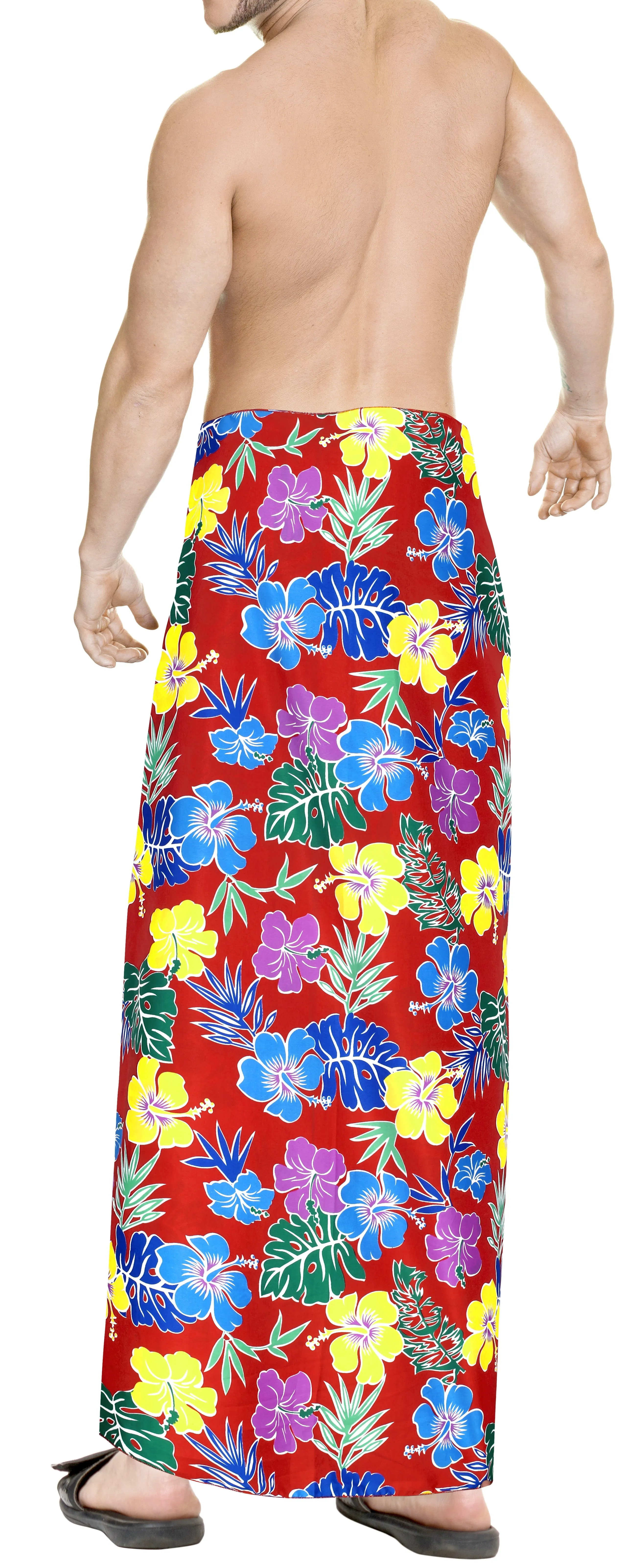 LA LEELA Men's Swimsuit Sarong LAVA LAVA Swim Beach Cover-Ups One Size Red_Y592