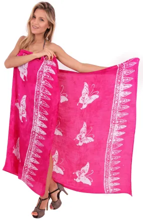 LA LEELA Rayon Bikini Swimwear Women Wrap Sarong Printed 78"X43" Pink_4671