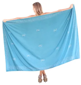 LA LEELA Rayon Cover Up Suit Womens Beach Sarong Solid 72"X42" Light Blue_6175