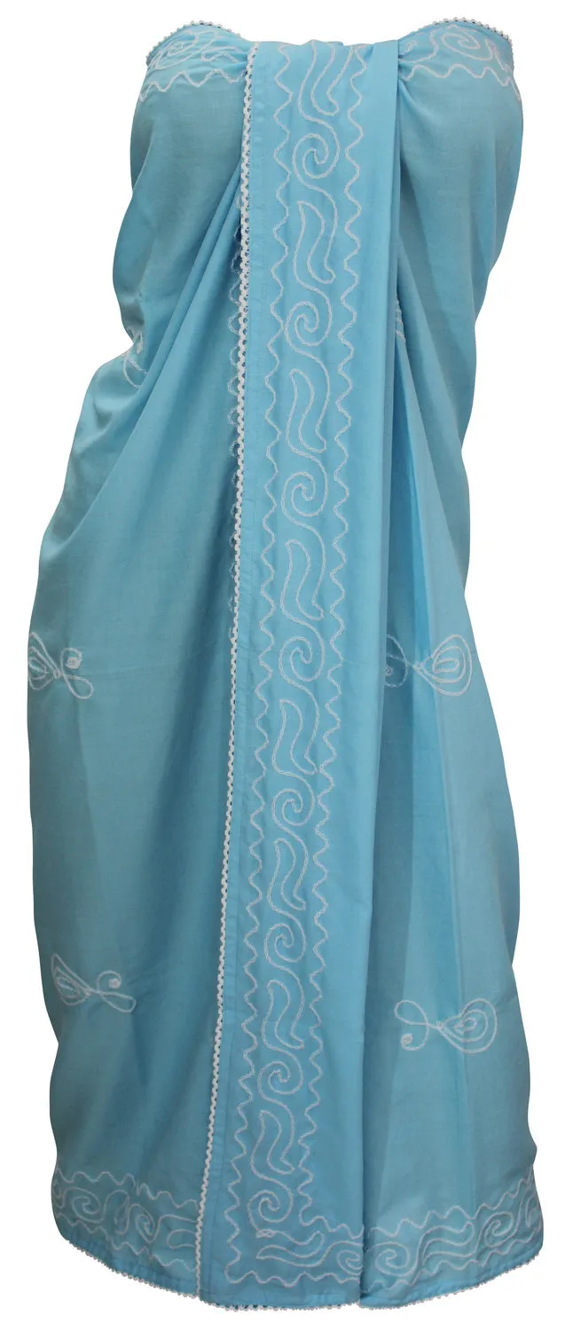 LA LEELA Rayon Cover Up Suit Womens Beach Sarong Solid 72"X42" Light Blue_6175