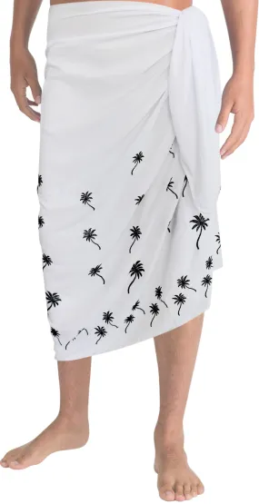 LA LEELA Rayon Solid Hawaii Casual Beach Swimwear Wrap Mens 72"X42" White_3883