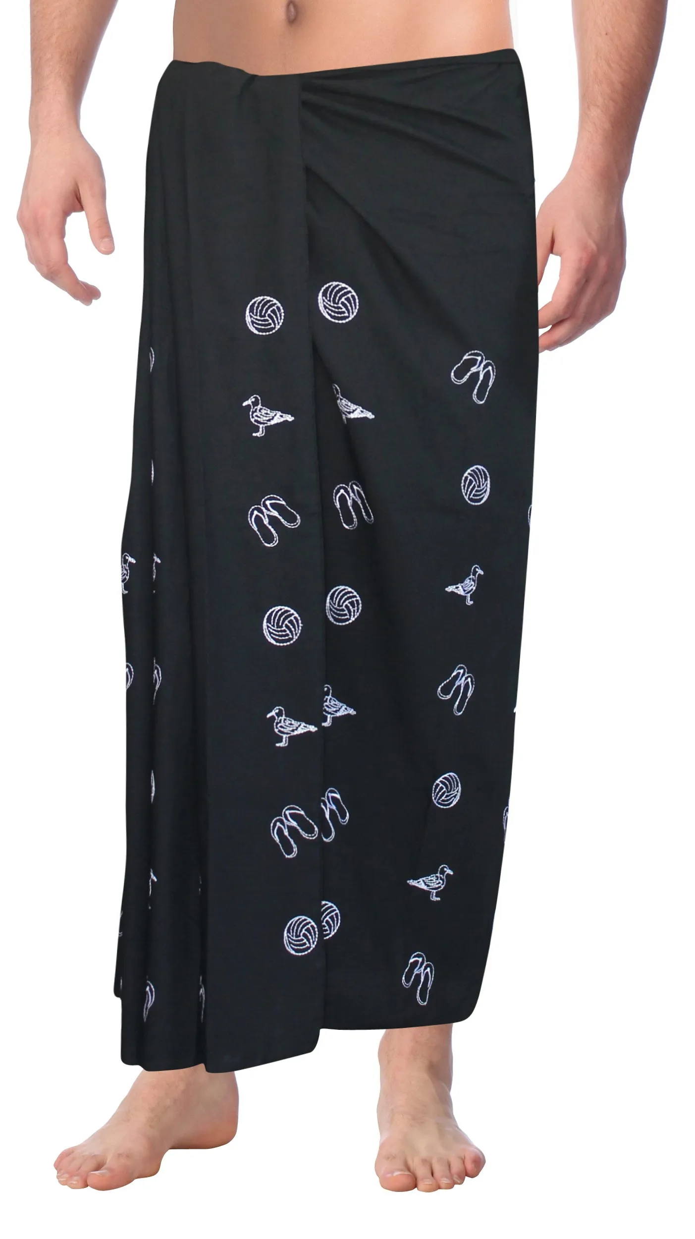 LA LEELA Rayon Solid Swimwear Beach Resort Pareo Boys Warp 72"X42" Black 6559 128657