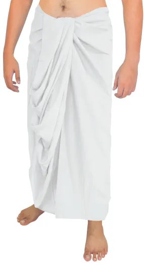 LA LEELA Rayon Solid Swimwear Casual Beach Pareo Mens Warp 72"X42" White_5046