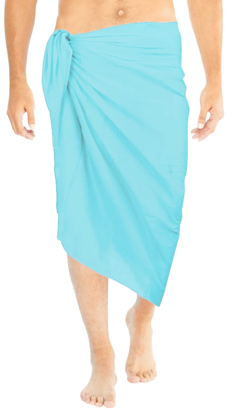 LA LEELA Rayon Solid Swimwear Resort Pareo Boys Wrap 72"X42" Blue Sky 3524 125450