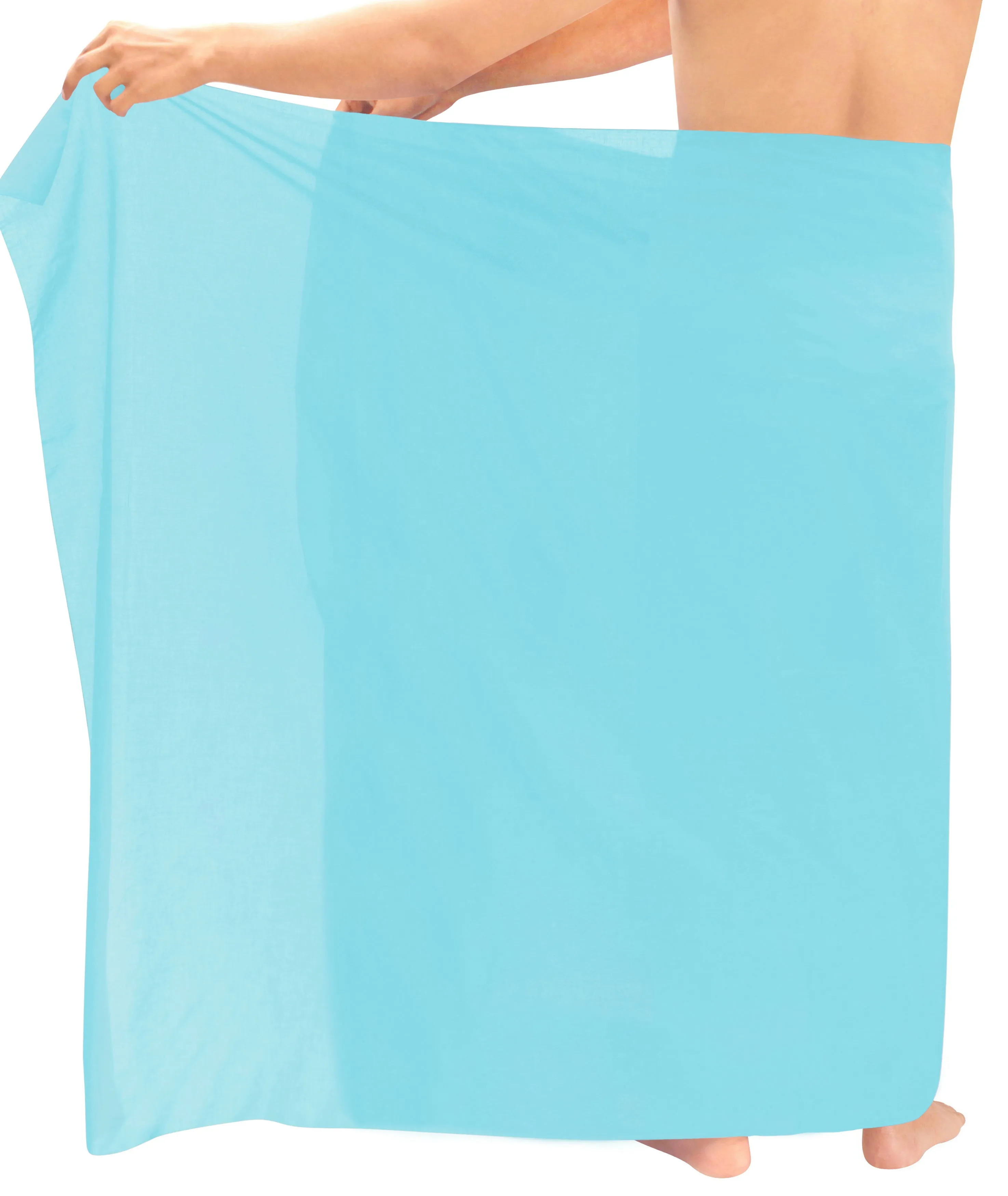 LA LEELA Rayon Solid Swimwear Resort Pareo Boys Wrap 72"X42" Blue Sky 3524 125450