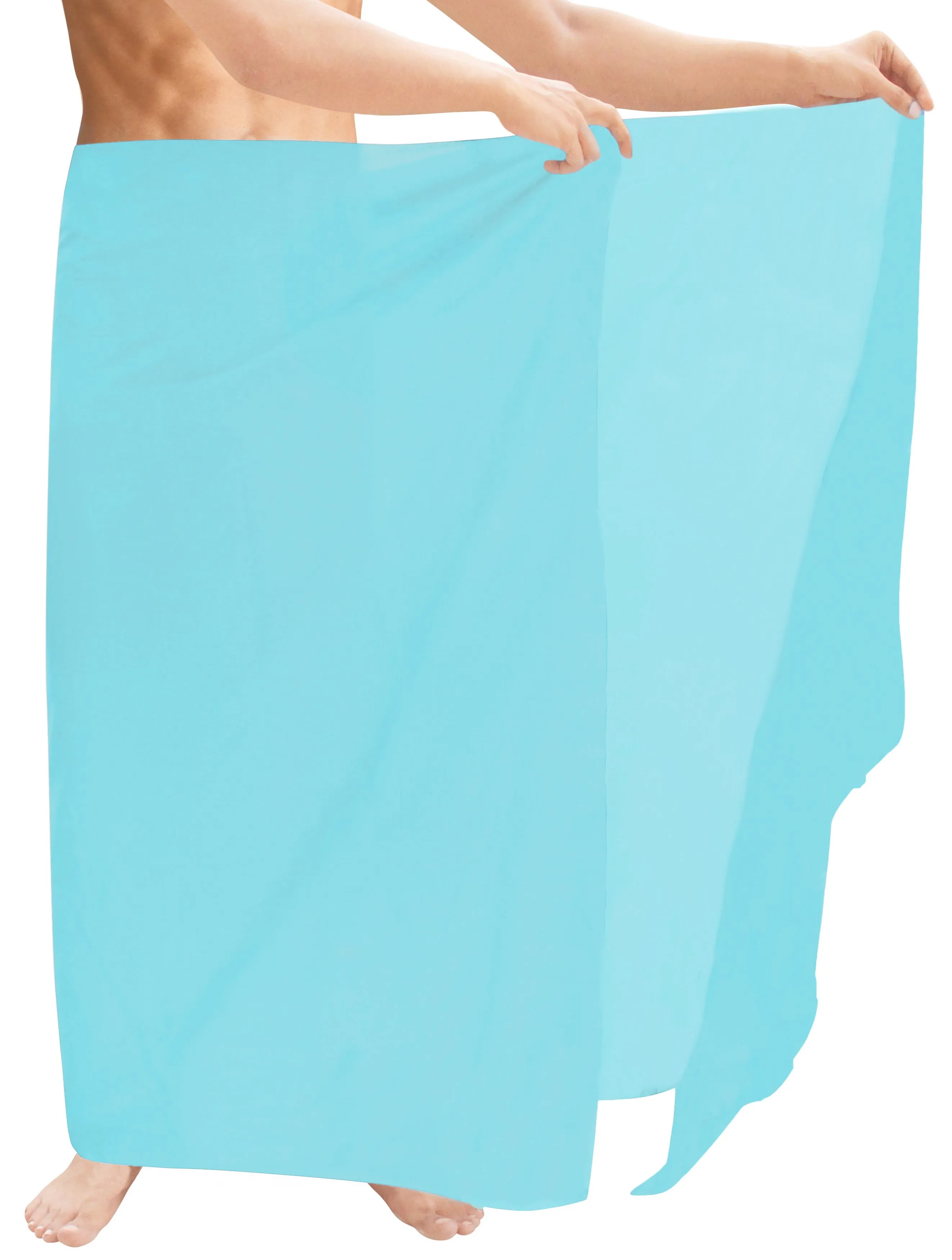 LA LEELA Rayon Solid Swimwear Resort Pareo Boys Wrap 72"X42" Blue Sky 3524 125450
